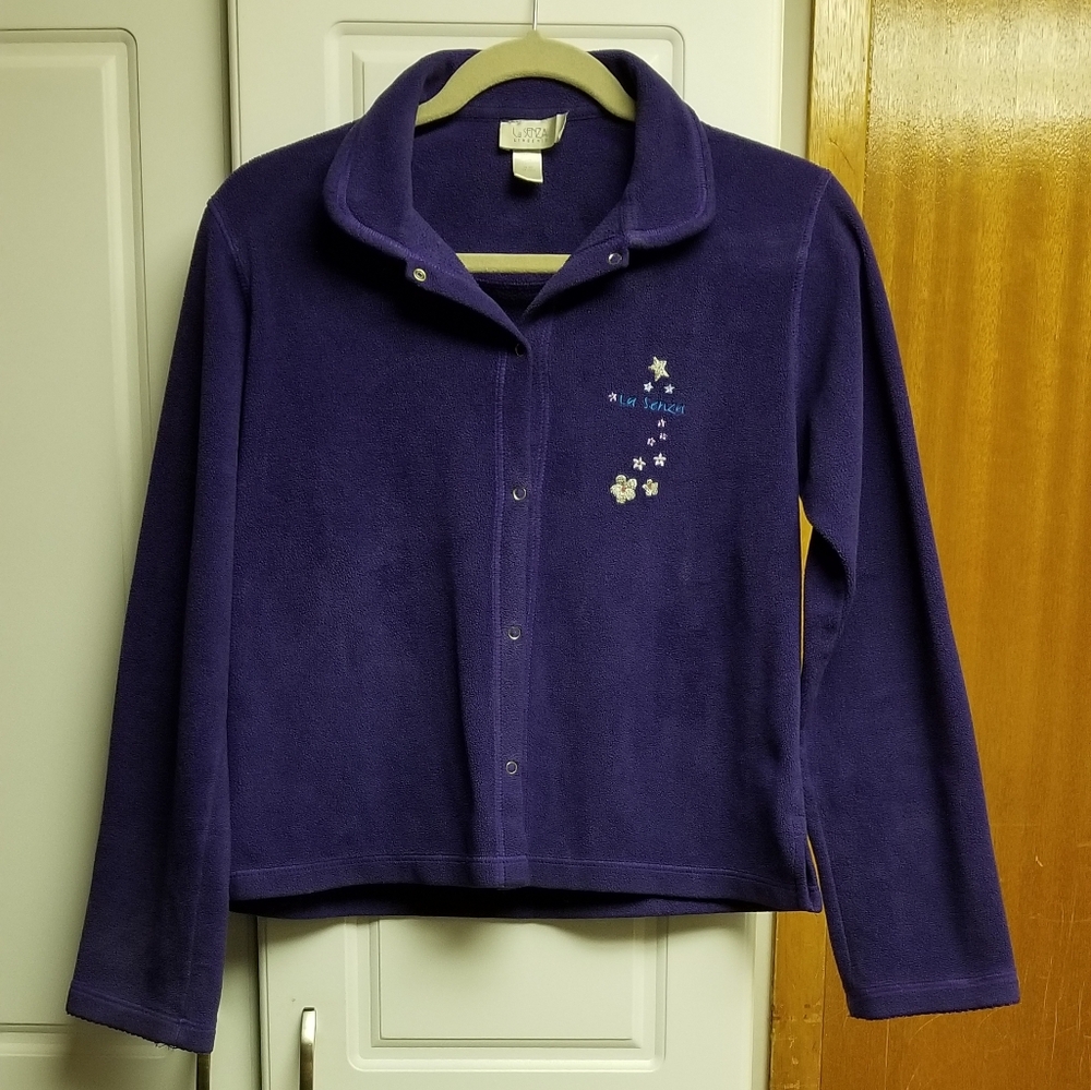 🍁🌺🌻La Senza vintage Y2K fleece snap button collared sleep sweater